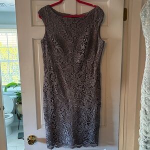 Ralph Lauren Charcoal Lace Midi Dress